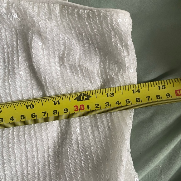 12th Tribe Soirée White Sequin Crop Top - Picture 16 of 16